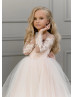 Beaded Long Sleeves Lace Tulle Flower Girl Dress